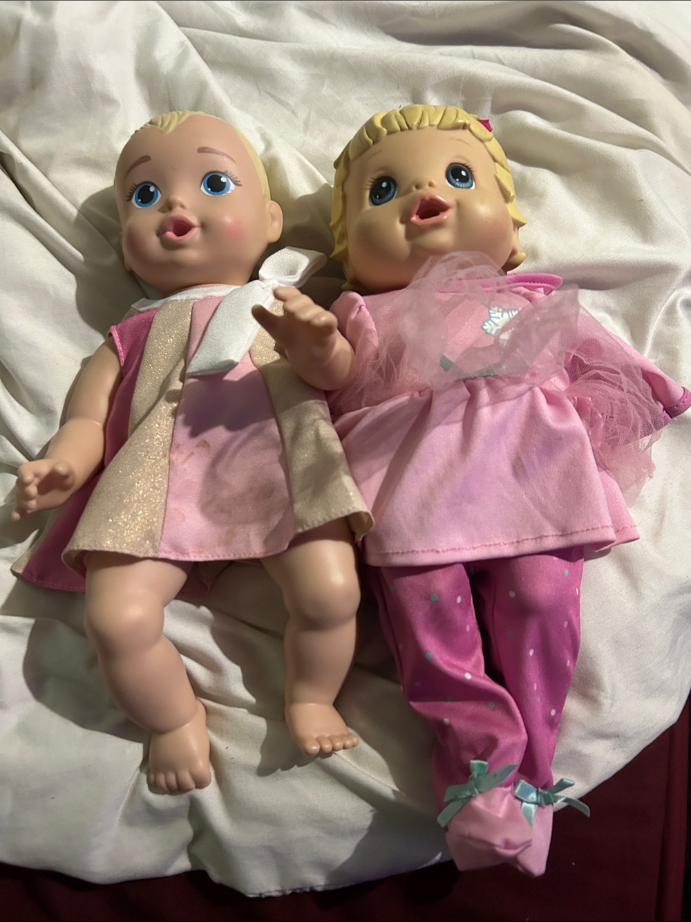 2 Pink Baby Doll Playset - Soft Vinyl Toddler Dolls